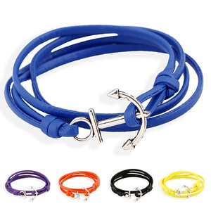 Retro Nautical Anchor Bracelet PU Leather Multi-layer Wrap Hand Strap Alloy Charm Vintage Punk Style For Men Women