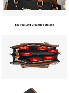 Internal view of the lychee texture handbag showing multiple storage compartments