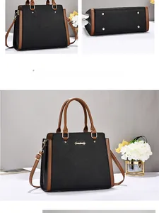 Detailed view of荔枝纹 leather handbag with golden metal protective studs on the bottom