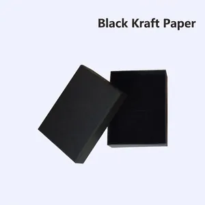 Vintage black kraft paper jewelry gift box with removable lid for rings and necklaces