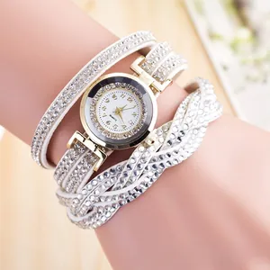 Women Wrap Around Bracelet Watch PU Leather Multilayer Rhinestone Fashion Bohemian Ladies Casual Round Dial Quartz Watch