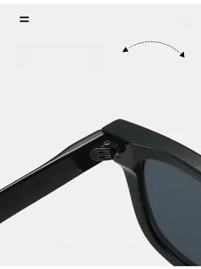 Detail des langlebigen Metallscharniers an der schwarzen quadratischen Sonnenbrille
