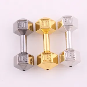 Fit Life dumbbell pendant set in gold and silver zinc alloy for fitness jewelry DIY
