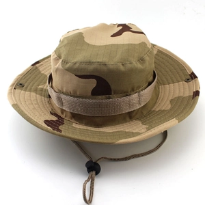 Outdoor desert camouflage boonie hat with adjustable chin strap and sun protection