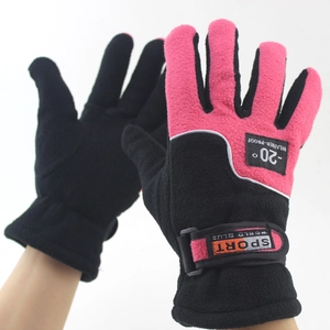 Guanti invernali in pile neri e rosa resistenti a -20° per ciclismo e sport all'aperto