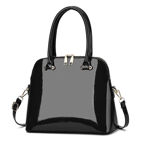 Glossy Patent Leather Handbag Retro Shell Satchel With Detachable Shoulder Strap Versatile Commuter Bag For Women