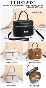 Detailed view of quilted box bag with striped lining and adjustable strap features