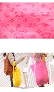 Waterproof detail of foldable oxford shopping bag with cute cartoon animal pattern print