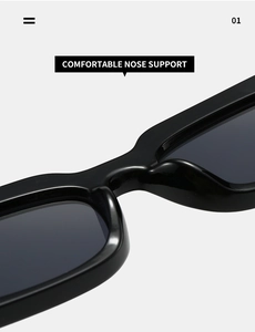 Detail of high-quality integrated nose pads for comfortable fit on rectangle sunglasses