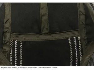 Detail of cotton newsboy hat interior showing 3cm wide sweatband and fine stitching