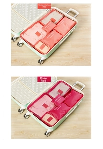 Breathable mesh travel packing organizers set in watermelon red and rose red colors