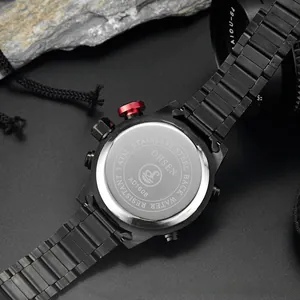 Close-up of OHSEN AD1608 watch back featuring 3ATM water resistant stainless steel case