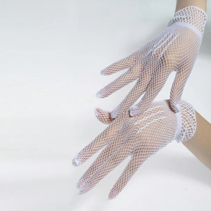 Women Fishnet Gloves Sexy Hollow Out Mesh Elastic Five Finger For Wedding Dance Party Retro Fashion Accessories