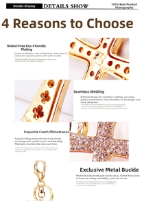 Detailed macro view showing the seamless welding and sparkling rhinestones on the golden cross