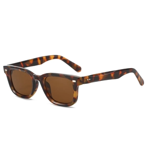 Modische quadratische Sonnenbrille in Schildpatt-Optik mit braunen Gläsern und Nieten