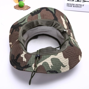Outdoor jungle camo boonie hat with breathable mesh lining and adjustable chin strap