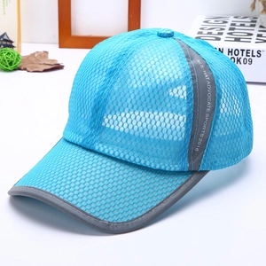 Light blue breathable mesh baseball cap with reflective strips and NLS sports branding