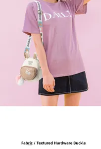 Detail of a mini rabbit backpack featuring high-quality hardware lock and embroidery