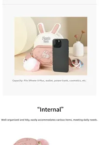 Detail view of the interior layout and storage capacity of the rabbit-themed mini backpack