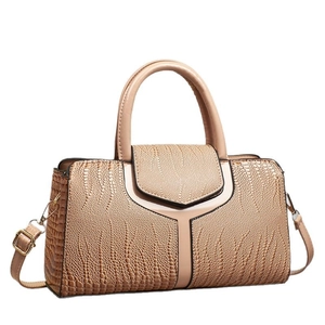 Sac à main chic en similicuir kaki avec motif crocodile et bandoulière pour femmes