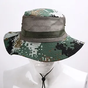 Outdoor digital camouflage boonie hat with breathable mesh and adjustable chin strap