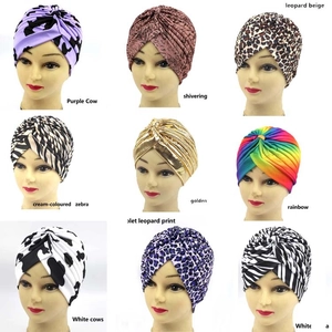 Fashion Leopard Print Turban Hat For Women Men Animal Pattern Head Wrap Breathable Hip Hop Yoga Cap Indian Wrap Headwear