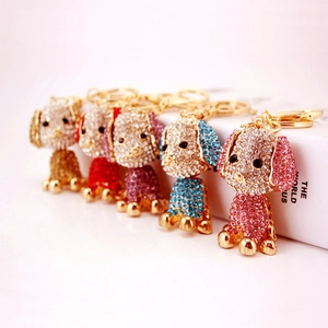 Portachiavi Creativo Cane Barboncino con Strass Ciondolo Borsa Animale Metallo Donna Portachiavi Auto Gioielli di Moda Regalo