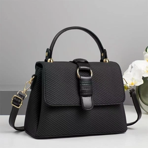 Women Shoulder Bag Woven Texture PU Leather Handbag Multi Layer Flap Crossbody Purse Elegant Versatile Chic