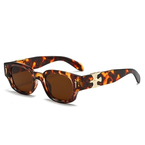 Fashion oval tortoise sunglasses with gold bird and dagger accents and brown lenses