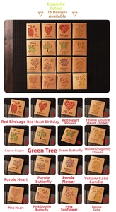 Detail of 16 mini vintage kraft paper cards with intricate hollow designs and envelopes