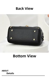 Close-up of black lychee grain leather bottom with four protective gold metal rivets