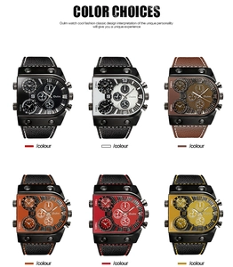 Multiple color options for Oulm large dial men's watches with leather straps