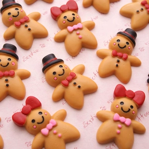 Detail of DIY Christmas gingerbread resin flatback charms for phone case and crafts
