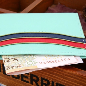 Mint green PU leather wallet with multiple card slots and cash pocket for women
