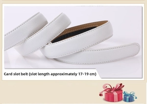White leather belt strap detail with adjustable track system and fine edge stitching