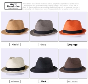 Chapeaux fedora en paille en six couleurs avec ruban noir pour protection solaire