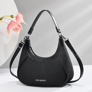 Women's Casual PU Leather Hobo Bag Pleated Design Stylish Handbag Daily Shoulder Bag With Zipper Closure