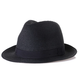 Chapeau fedora classique en paille noire avec ruban assorti pour hommes et femmes
