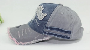 Distressed vintage baseball cap with side patchwork detail and Shark embroidery