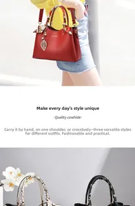 Detail of quality cowhide leather handbag with silk scarf handle and metal leaf charm
