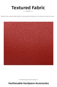 Close-up of textured red lychee leather material for women's crossbody handbags