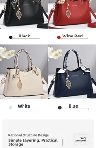 Detail view of four colors of women's lychee grain leather tote with silk scarf handle