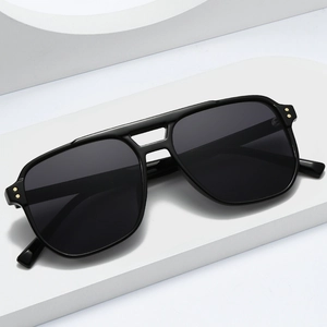 Fashion Square Sunglasses Double Beam Retro Pilot Eyewear With PC Frame UV400 Protection For Women Men