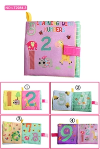 Detailed view of educational soft cloth book for babies with numbers and animal illustrations