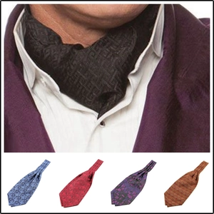 Vintage Men's Paisley Polyester Ascot Tie Jacquard Cravat For Wedding Formal Party Gentleman Fashion Neck Scarf Accessory