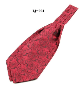 Detail of red paisley cravat LJ-004 with smooth texture and intricate pattern