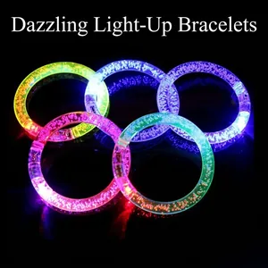 Colorful LED glowing acrylic bubble bracelets in five vibrant shades for parties