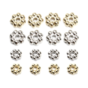 Golden and silver flower CCB spacer beads in two sizes for DIY bracelet jewelry making