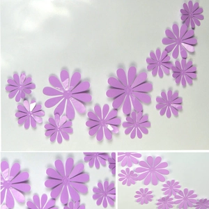 Detail of purple 3D butterfly wall stickers in various sizes for DIY home decoration