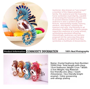 Macro detail of seahorse keychain showing zinc alloy plating and sparkling crystal rhinestones